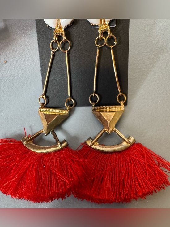 Jewelry - Gold-Tone Red Tassel Drop Earrings - Women Jewelry bohemian summer
